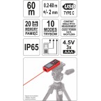 Lazerinis atstumo matuoklis 0,2-60 m (YT-73127) Lazerinis atstumo matuoklis 0,2-60 m (YT-73127)